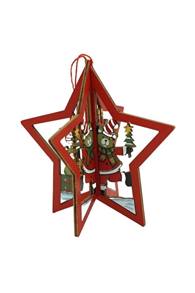 Danex Ornament de Crăciun cu stea, Danex, lemn, multicolor, 10,5x9,5 cm