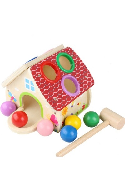 Dalip Baby Căsuță din lemn cu ciocan și 6 bile colorate (DLP-083)