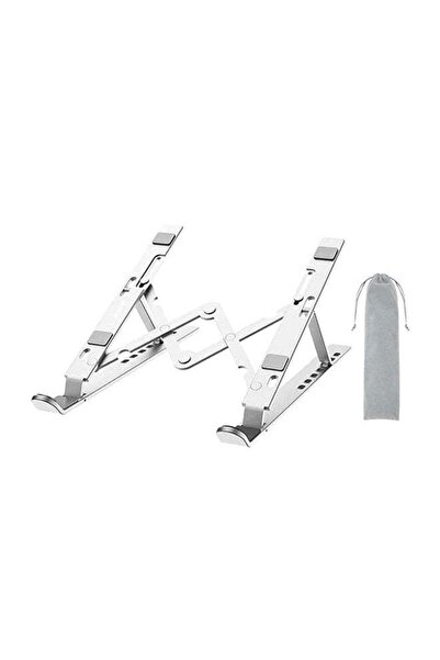 SMİLEE حامل كمبيوتر محمول قابل للطي من الألومنيوم باللون الفضي