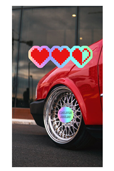Çağlayan Reklam Hologram Pixel Art Heart Jdm Car-Motorcycle Windshield Sticke...