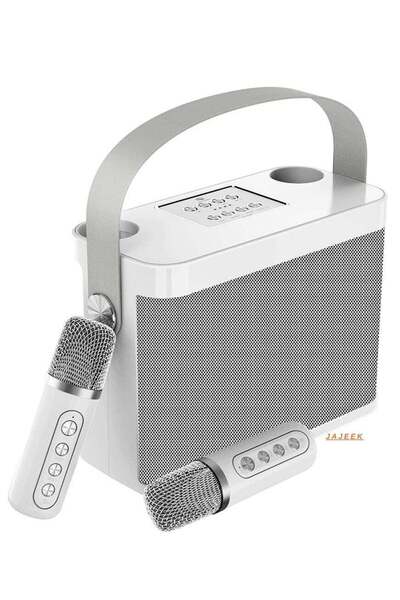 JAJEEK جهاز كاريوكي مزود بميكروفونين لاسلكيين UHF - نظام مكبر صوت بلوتوث محمول
