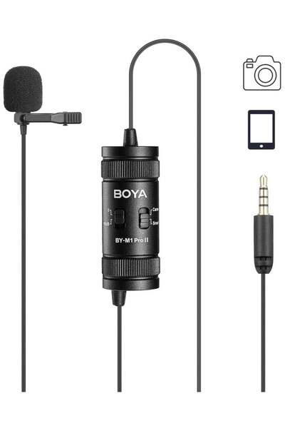 BOYA ميكروفون باي-إم 1 برو 2 لافالير - إلغاء الضوضاء، متعدد الاتجاهات، منفذ م...