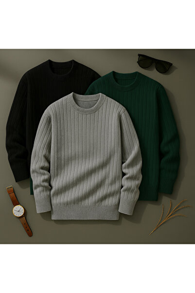 OTAKU Set de din material subțire pulovere pentru bărbați – textura cu nervuri, calitate premium, avantaj de preț economic