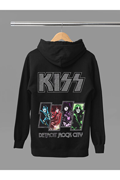 MAGORS سترة روك قطنية مطبوعة بأكمام طويلة مبطن بالصوف مصنوعة من 3 خيوط