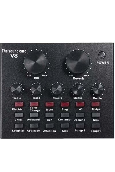 JAJEEK لوحة خلط الصوت بتقنية بلوتوث V8 Live Sound Card (مضخم صوت V8)