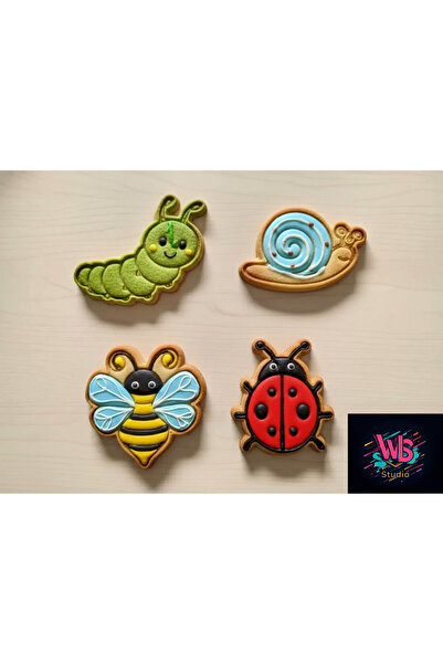 WLS studio مجموعة من 4 قوالب لصنع الكعك على شكل حشرات لطيفة وأدوات تشكيل عجين...