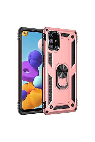 eco port غطاء سيليكون متوافق مع هاتف Galaxy M51 مع حلقة سويا - وردي