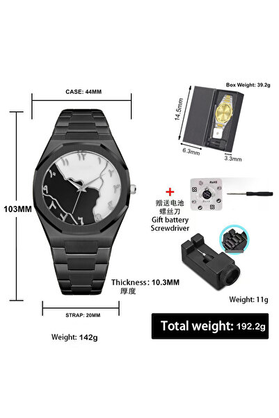 shiyunmei Luxurious black alloy case and strap suitable for daily and formal occasions