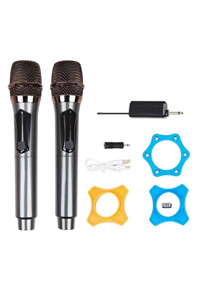 JAJEEK UHF Dual Cordless Wireless Microphone System – 200 ft, Rechargeable Receiver