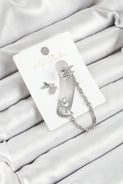 Ebijuteri Harmonyaura Brass Butterfly Figured Zircon Stone Silver Color 3-Pie...