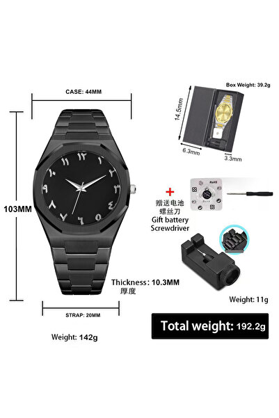 shiyunmei Luxurious black alloy case and strap suitable for daily and formal occasions