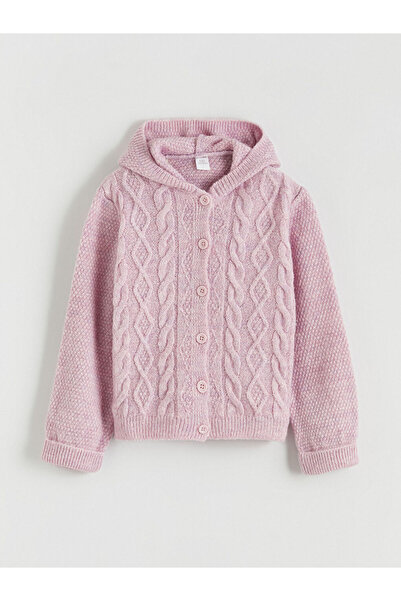 LC Waikiki Peak New Season Lilac Hooded Girls' Cardigan