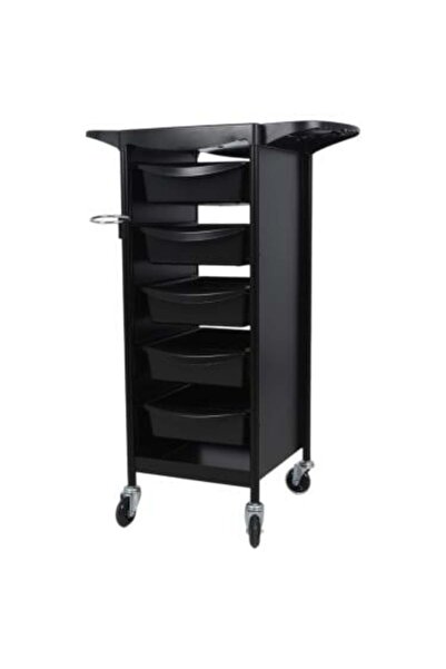 Salon System عربة بأربع طبقات مع حامل - أسود