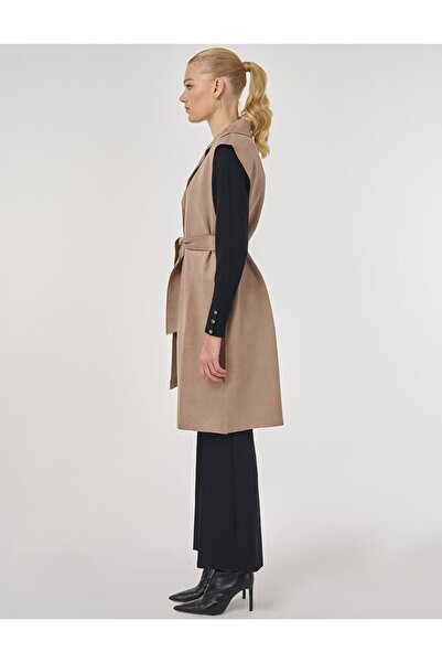 Kayra Suede Vest with Stitching Detail Bitter Brown