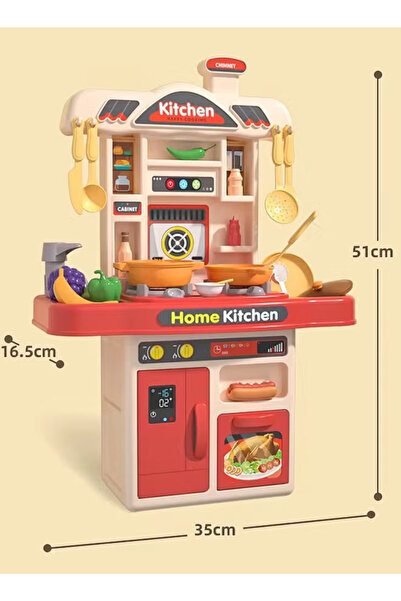 Generic Children's kitchen toy set, 31 pieces, with realistic sound effects and simulation features,red