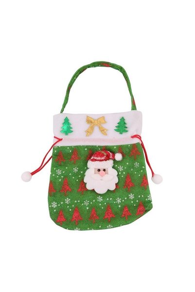 Other Kid's Colorful Christmas Tree Santa Claus Snowman Pattern Candy Bag - 3 Pieces, Red