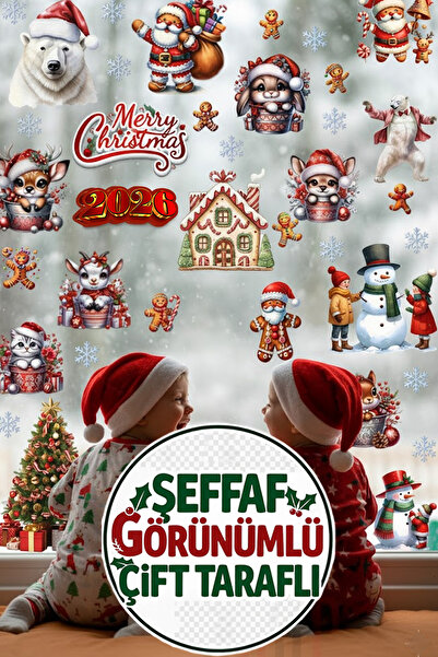 Kt Grup Çift Taraflı Baskı Kutup Ayısı ve Sevimli Noel Hayvanları Sticker Set...
