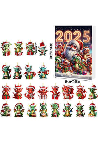 NO BRAND صندوق العد التنازلي لعيد الميلاد، تنين صغير لعيد الميلاد، قلادة مسطح...