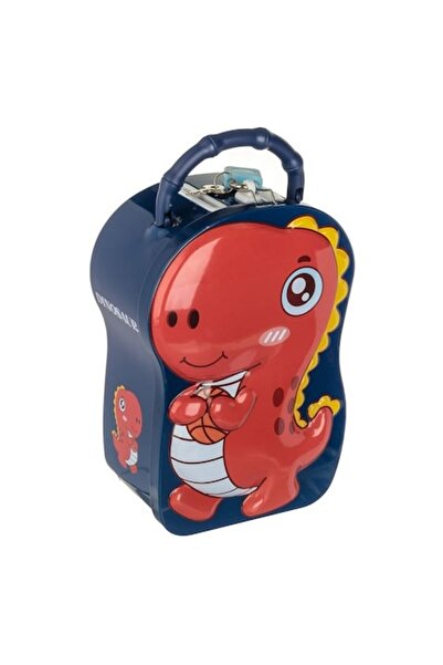 AVA Children's piggy bank, dinosaur model, metal, with lock, 12x7x17cm