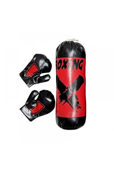 AVA Kids Boxing Bag with Gloves, 14x45 cm, Red-Black