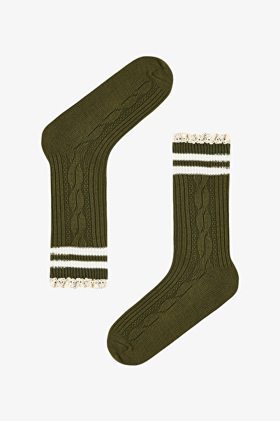 Penti 2 Pairs of Cotton Ankle Socks with Striped Lace Ruffles