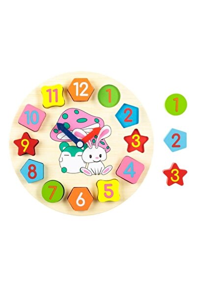 Wonderland Wooden animal clock puzzle, multicolor, 12 pieces, 25 cm