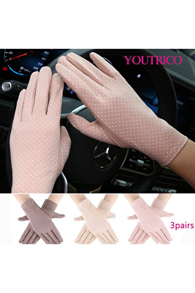Youtrico 3 Pairs Women UV Protection Sunblock Gloves Touchscreen Gloves for D...