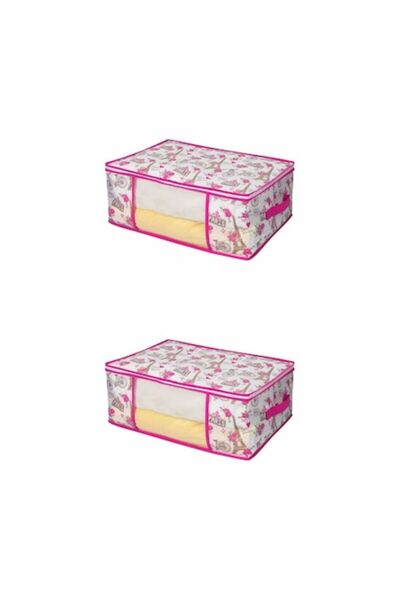 AVA Set de 2 huse pentru depozitarea hainelor cu fermoar, model Paris, 50x35x20 cm