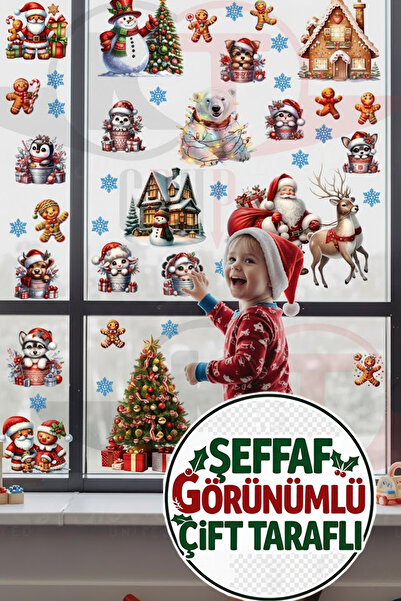 Kt Grup Şeffaf Çift Taraflı Kutup Ayısı, Penguen ve Noel Baba Sticker Seti - ...