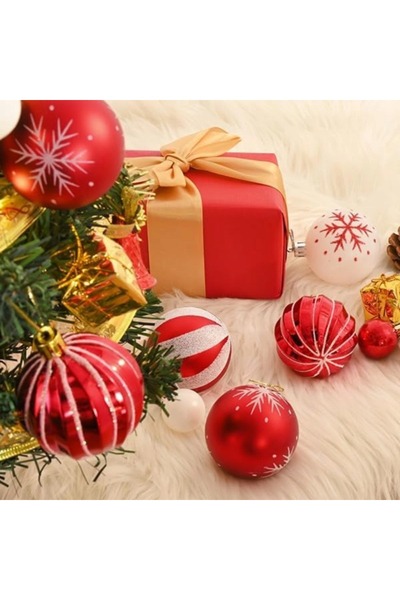 OEM Christmas decorations, Christmas tree ornaments, red and white series, 44pcs, Christmas balls