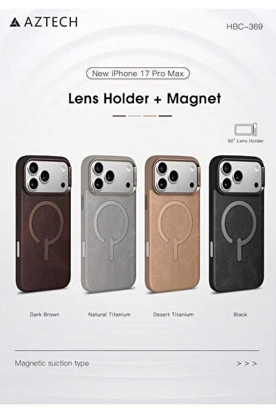 Aztech Premium Leather Case For iPhone (Desert Titanium, iPhone 17 Pro Max)