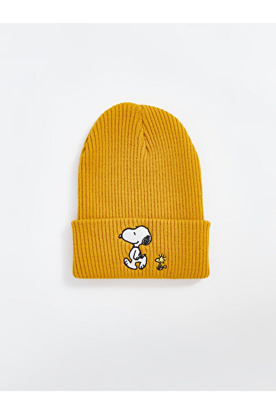 LC Waikiki Căciulă tricotată pentru băieți cu broderie Snoopy galbenă de la m...