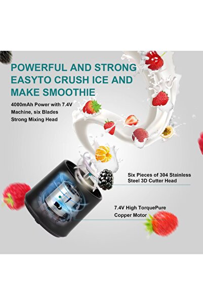 Generic Cordless Portable Personal Blender 17.6oz (500ml) 6-Blade USB-C Rechargeable BPA Free