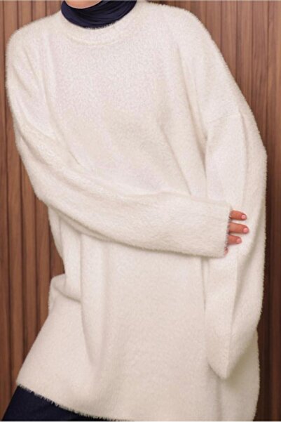 TRENDTESETTÜR Women's Ecru Beard Yarn Tunic t 5770