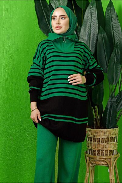 TRENDTESETTÜR Women's Green Knit Tunic t 3208-1