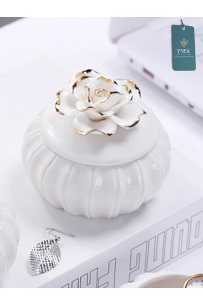 YNSK Luxury |   Flowers |   Decorative Ceramic Storage Box / Jewelry Box with Lid and Floral Design