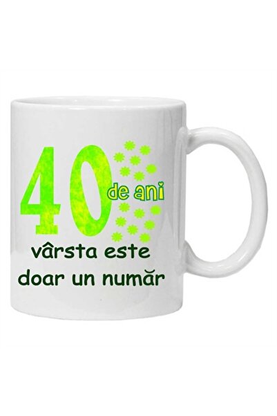 CRD PRINT Personalized ceramic mug "40 years is just a number" - 330 ml, White