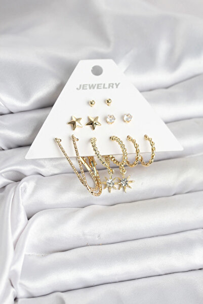 Clariss مجموعة هارموني أورا من 6 أزواج من الأقراط النسائية باللون الذهبي