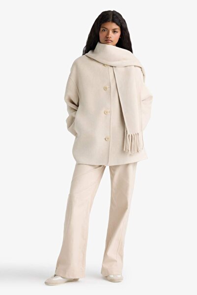 DeFacto Relax Fit Buttoned Cashmere Coat F5573Ax25Wn