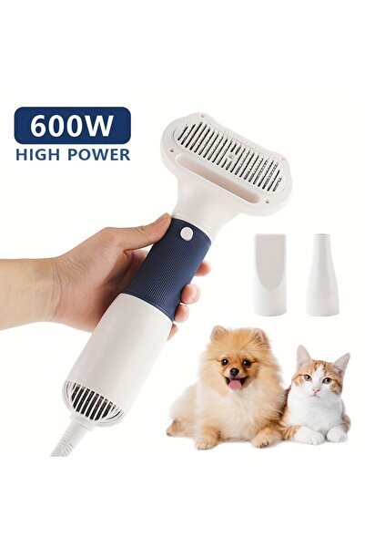 Generic 600w Blue Pet Hair Dryer with Adjustable Speed & Temperature, 3-in-1 Grooming Tool for Cats, UK Plug