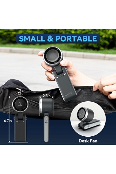 Generic 3 in 1 Handheld Turbo Fan High Speed 5 Gear Foldable Portable USB Rechargeable Pocket Fan 12H