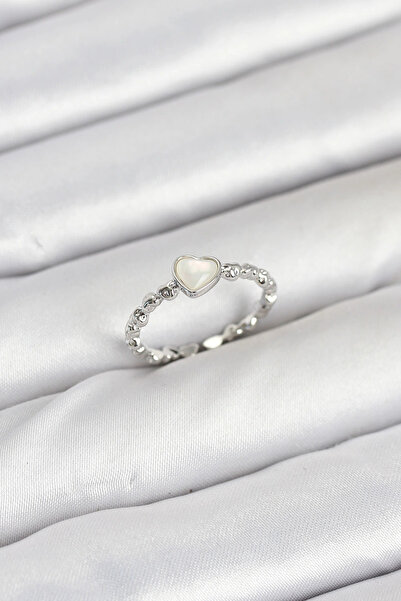 HarmonyAura Brass Silver Color Heart Model Women's Ring