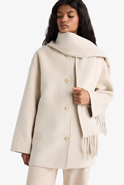 DeFacto Relax Fit Buttoned Cashmere Coat F5573Ax25Wn