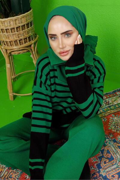 TRENDTESETTÜR Women's Green Knit Tunic t 3208-1