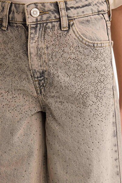 DeFacto Girl's New Year's Themed Straight-Leg Jeans G6493A825Wn