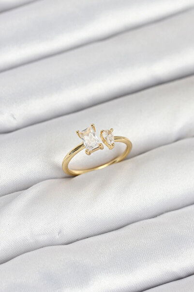 HarmonyAura Brass Gold Color Zircon Stone Women's Ring