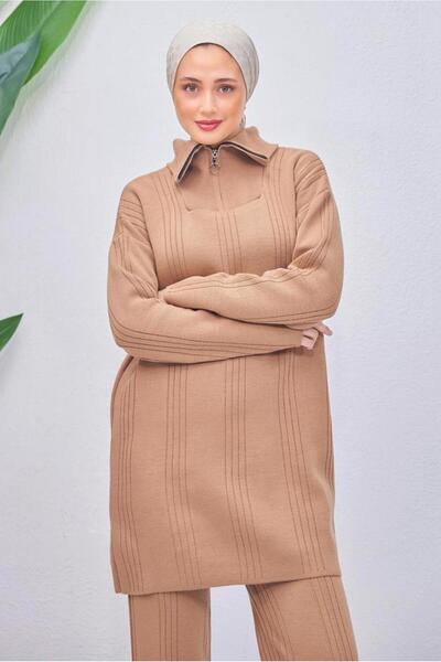 TRENDTESETTÜR Women's Brown (Camel) Knit Tunic t 7708-1