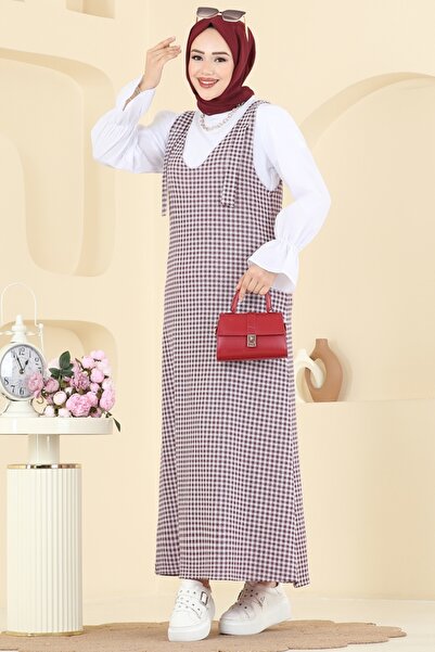 ModaMerve Kazayağı Gömlekli Jile Takım 3067KTR750-MS Ekru&Bordo