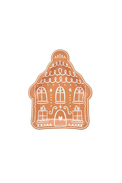 Hootyballoo أطباق ورقية على شكل بيت خبز الزنجبيل، 8 قطع/عبوة