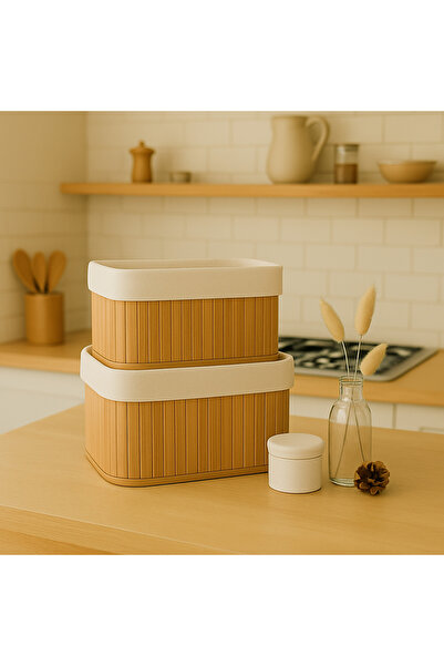 BLUE SİDE 2Li Pinterest Stil Ev Düzenleyici Organizer Hasır Sepet Mutfak Banyo Düzenleyici Sepet